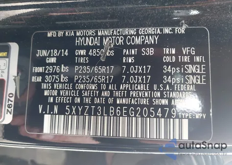 2014 Hyundai Santa Fe Sport 2.4L из США, поврежденный, VIN 5XYZT3LB6EG205479